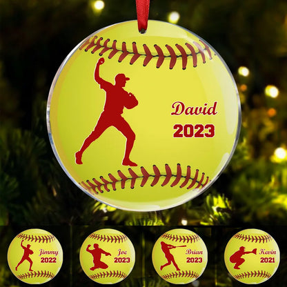 Softball Lovers - Softball - Personalized Circle Ornament - Makezbright Gifts