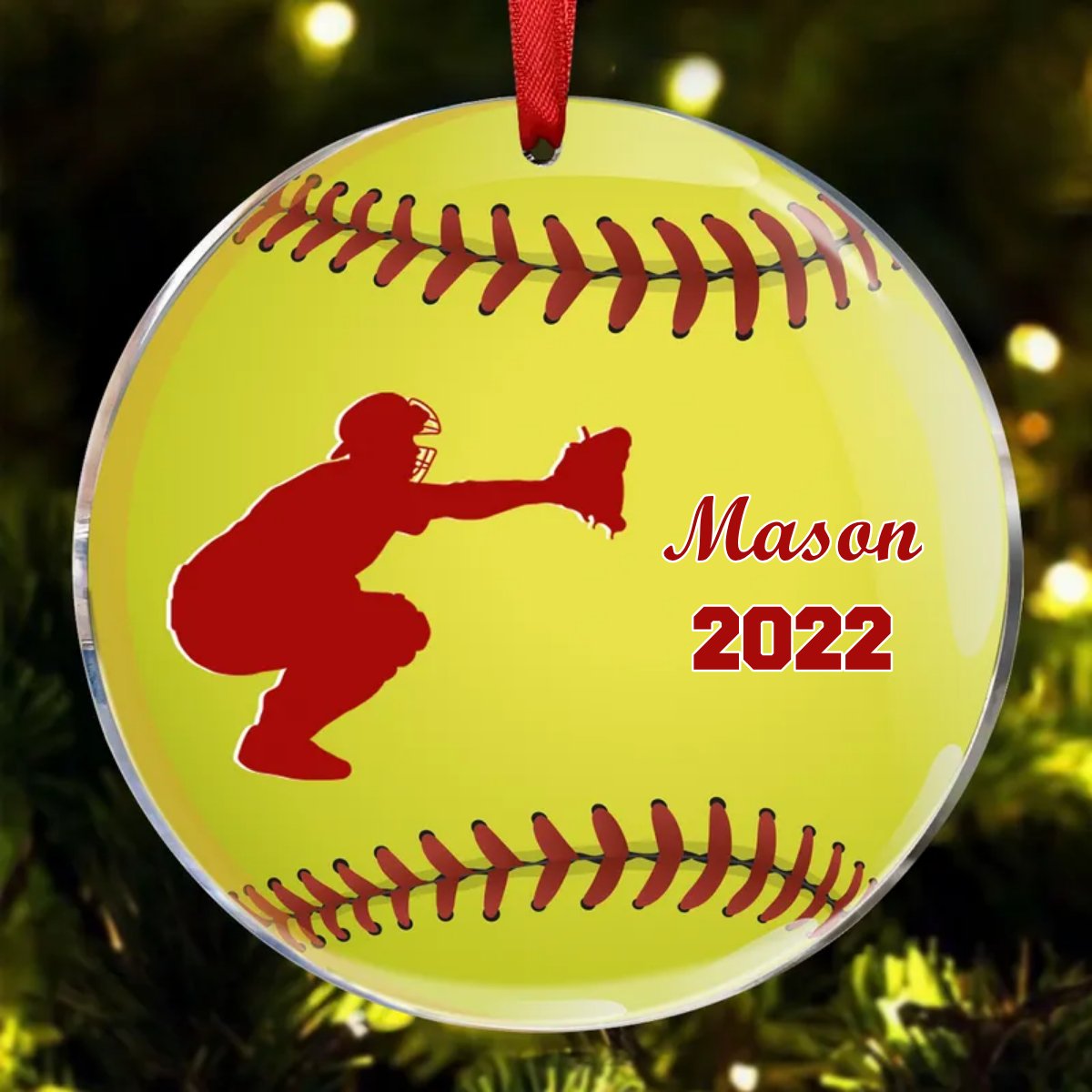 Softball Lovers - Softball - Personalized Circle Ornament - Makezbright Gifts