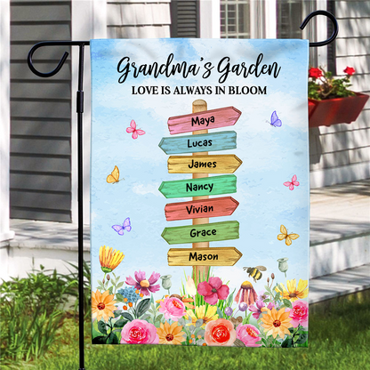 Grandma - Grandma Mom's Garden Butterflies, Where Love Grows  - Personalized Flag