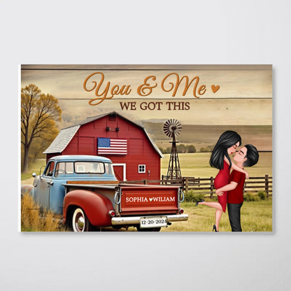 Hero Couple Vintage Truck Farmhouse Personalized Poster, Anniversary Valentine's Day Gift For Him, Her, Husband, Wife