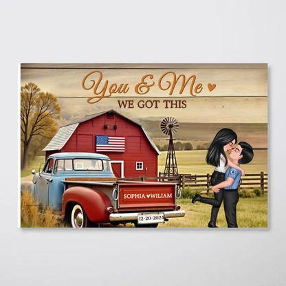 Hero Couple Vintage Truck Farmhouse Personalized Poster, Anniversary Valentine's Day Gift For Him, Her, Husband, Wife