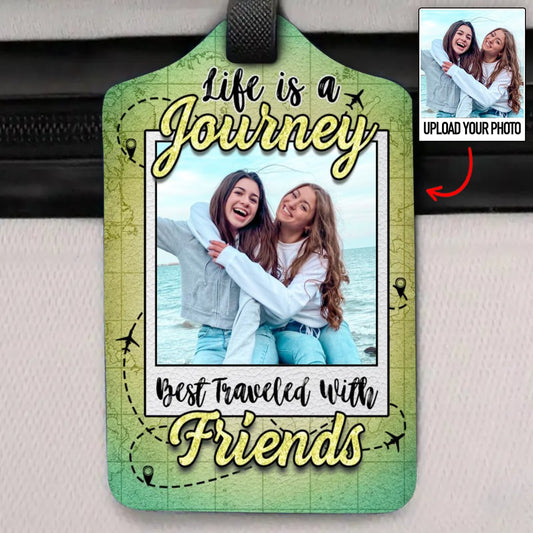 Travel Lovers - Life Is A Journey Best Traveled With Friends - Personalized Custom Luggage Tag - Makezbright Gifts